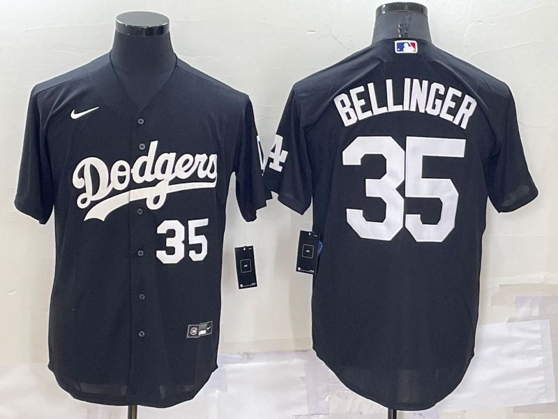 Men Los Angeles Dodgers #35 Bellinger Black Inversion Nike 2022 MLB Jersey